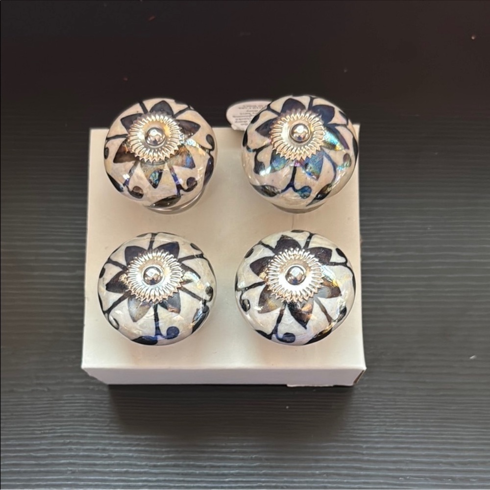 Decorative Ceramic Knobs with Blue and White Design